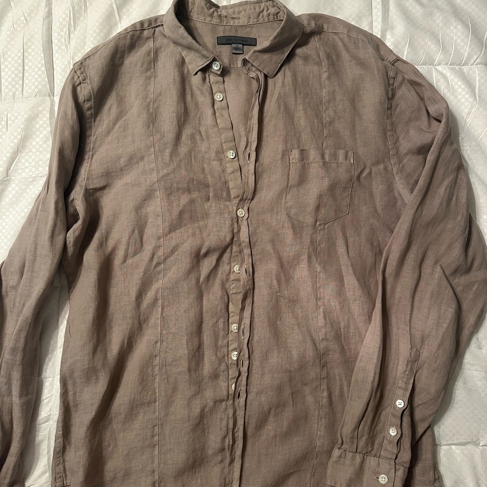 John Varvatos Taupe Casual Button-Down Shirt